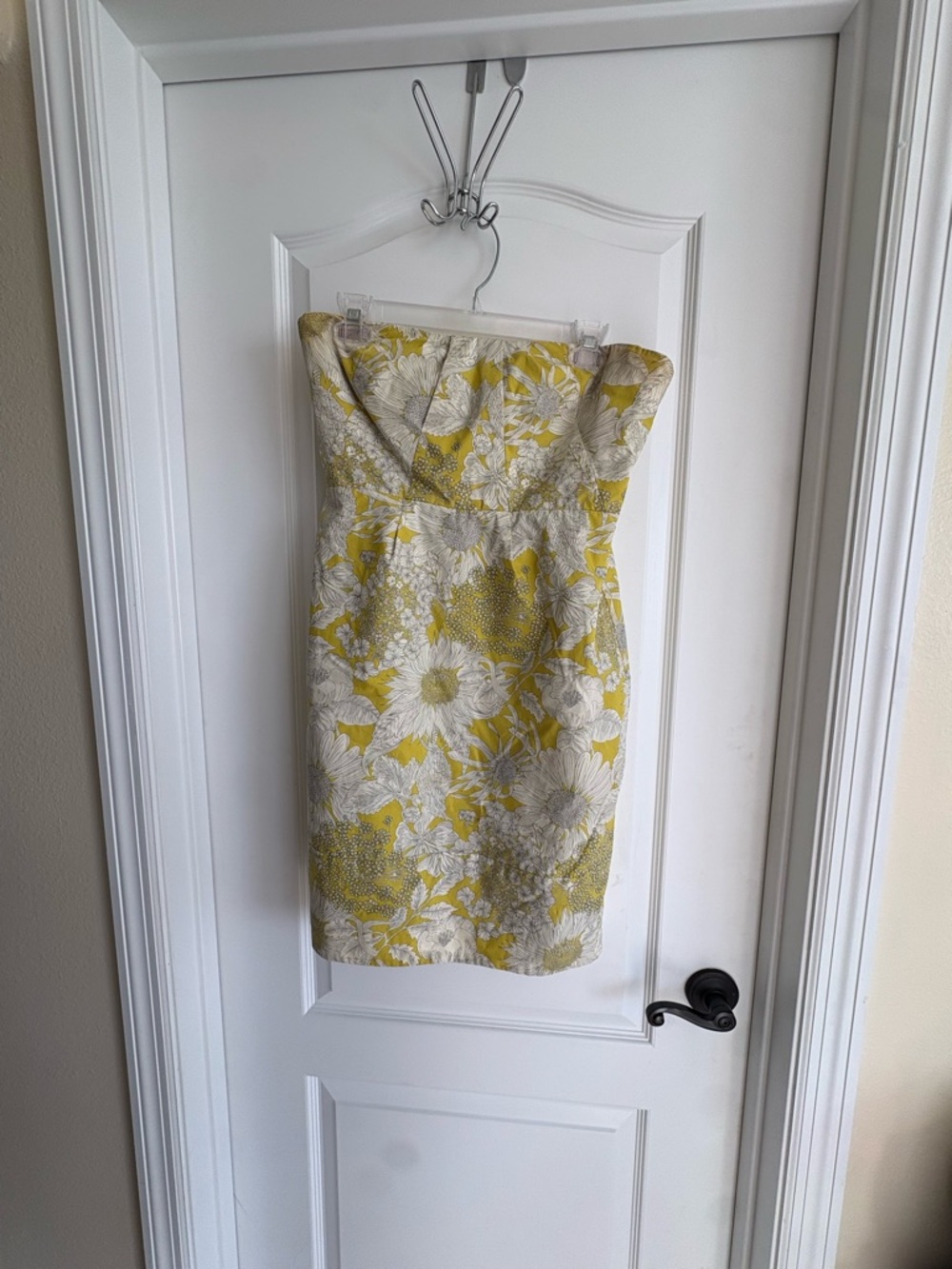 J.Crew Yellow Floral Strapless Dress Size 6
